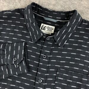 Marmot Mountain Works Men's L Black Stripe Flannel Button Up Shirt